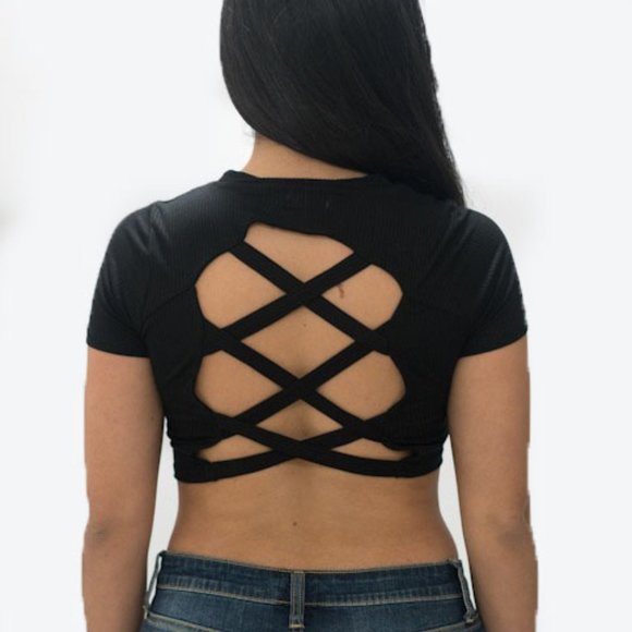 OPEN BACK CROP TOP - Picture 2 of 2